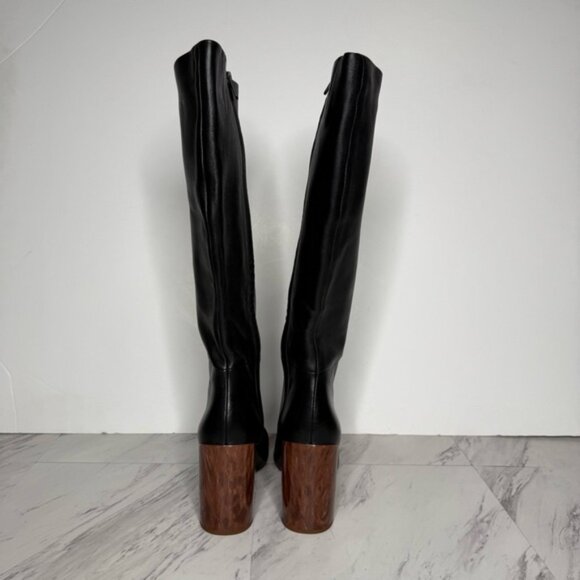 Vince Pilar Pointy Toe Black Leather Heeled Tall Boot 10M - Picture 3 of 16